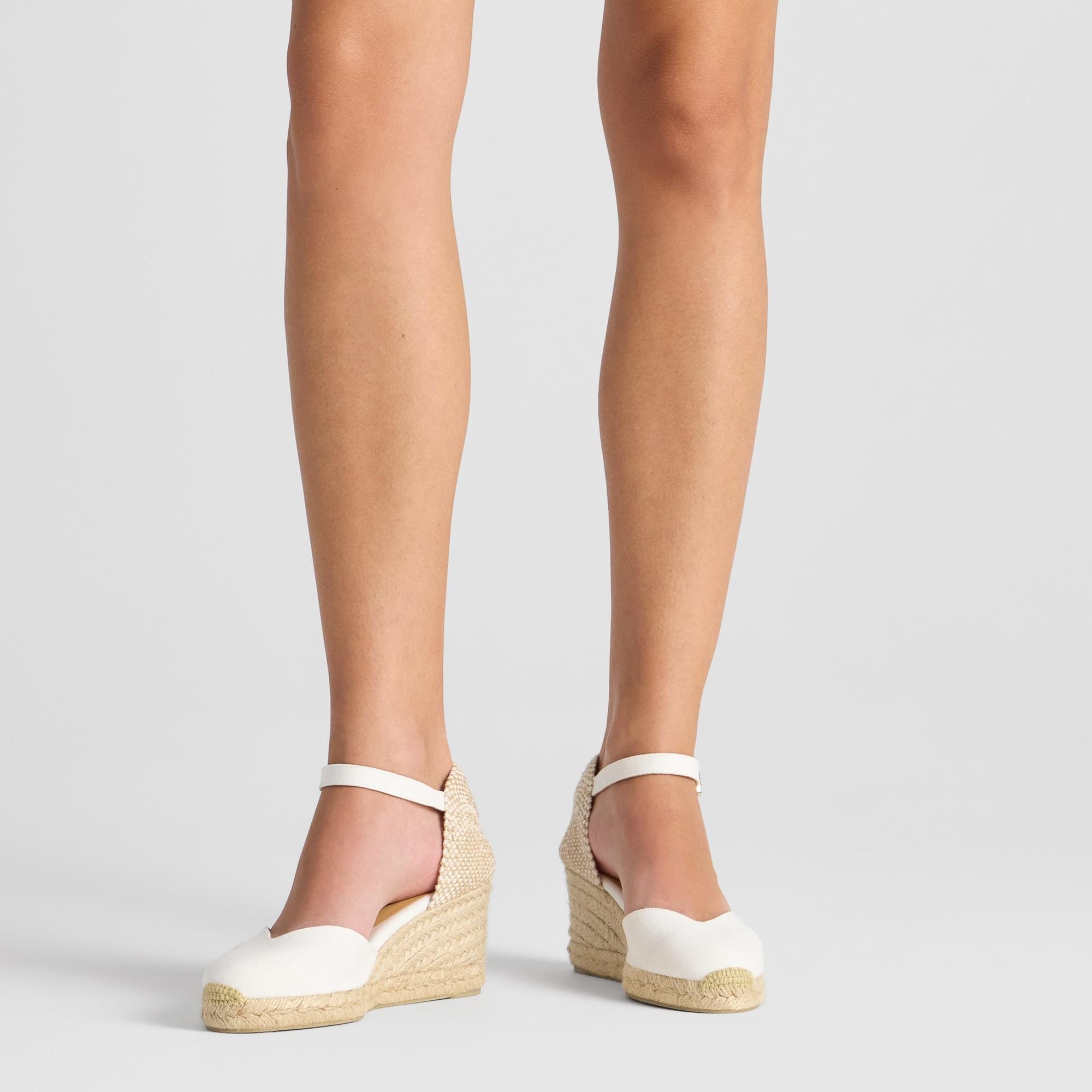 Alpargata de cuña 6 cm en raso con pala escotada en v