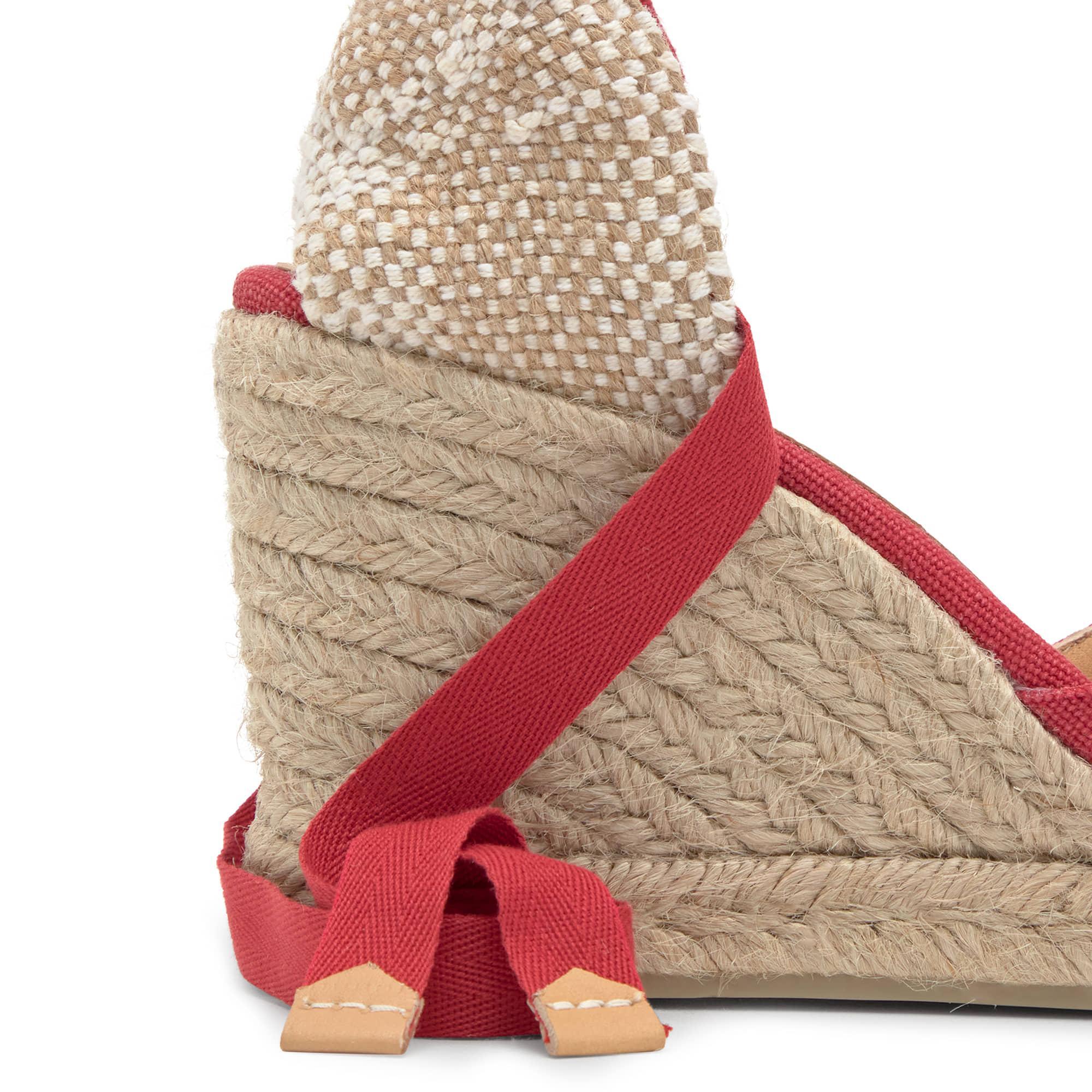 Alpargata de cuña Chiara en algodón orgánico lavado con cierre de cintas