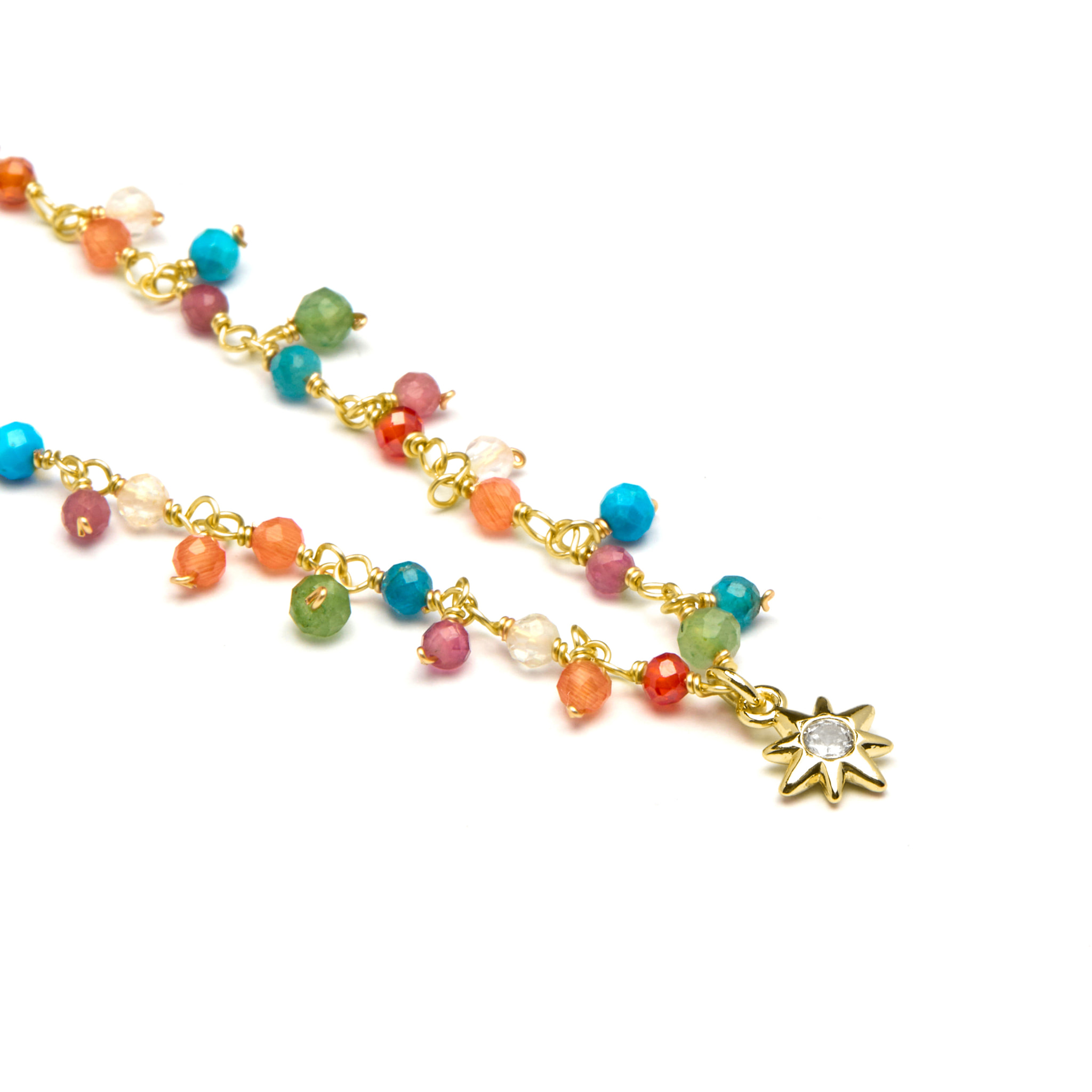 Collar de Cristal Multicolor acabado en oro amarillo de 18K