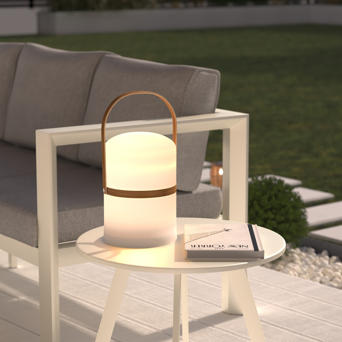 Lampe d'exterieur led "Kiara" blanc H36cm
