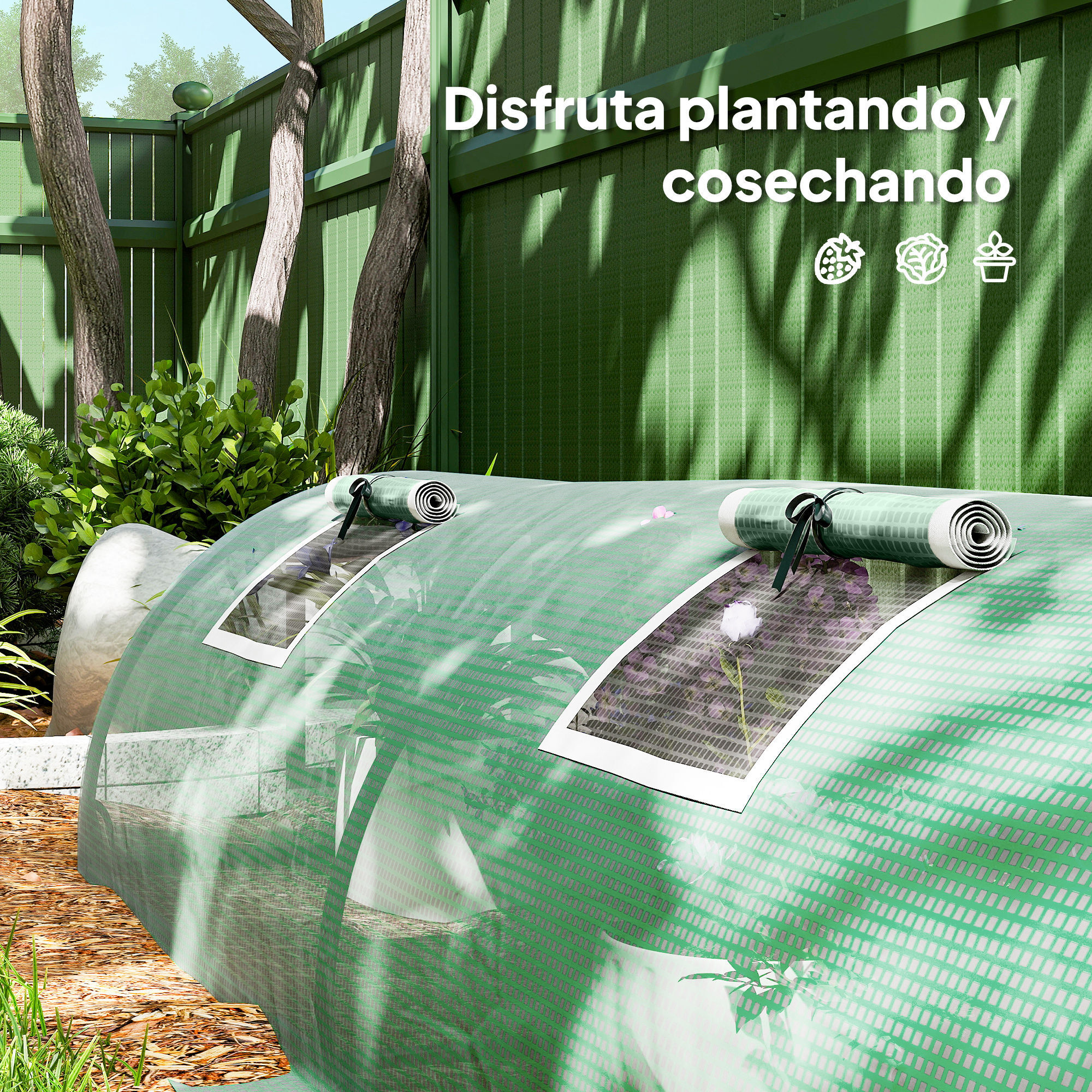 Invernadero de Exterior, 300x80x45 cm, Invernadero de Jardín con 5 Ventanas Enrollables de Malla, Marco de Acero y Cubierta de PE 140g/Ã£Å½Â¡ Anti-UV para Cultivos, Plantas, Flores, Verde