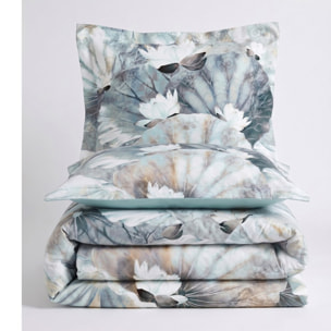 Parure housse de couette et taies oreiller 100% Satin de Coton imprimé