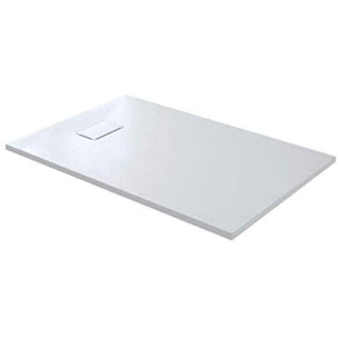 Piatto Doccia Spessore 2.6 Cm Resina SMC Effetto Pietra Stone Ardesia Antiscivolo Riducibile Filopavimento Con Griglia Di Copertura Bianco 80x130 Cm