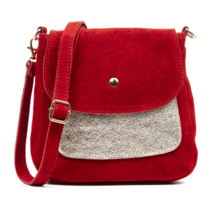 Altissimo borsa a tracolla donna. Pelle scamosciata autentica combinata con scamosciato lucido.