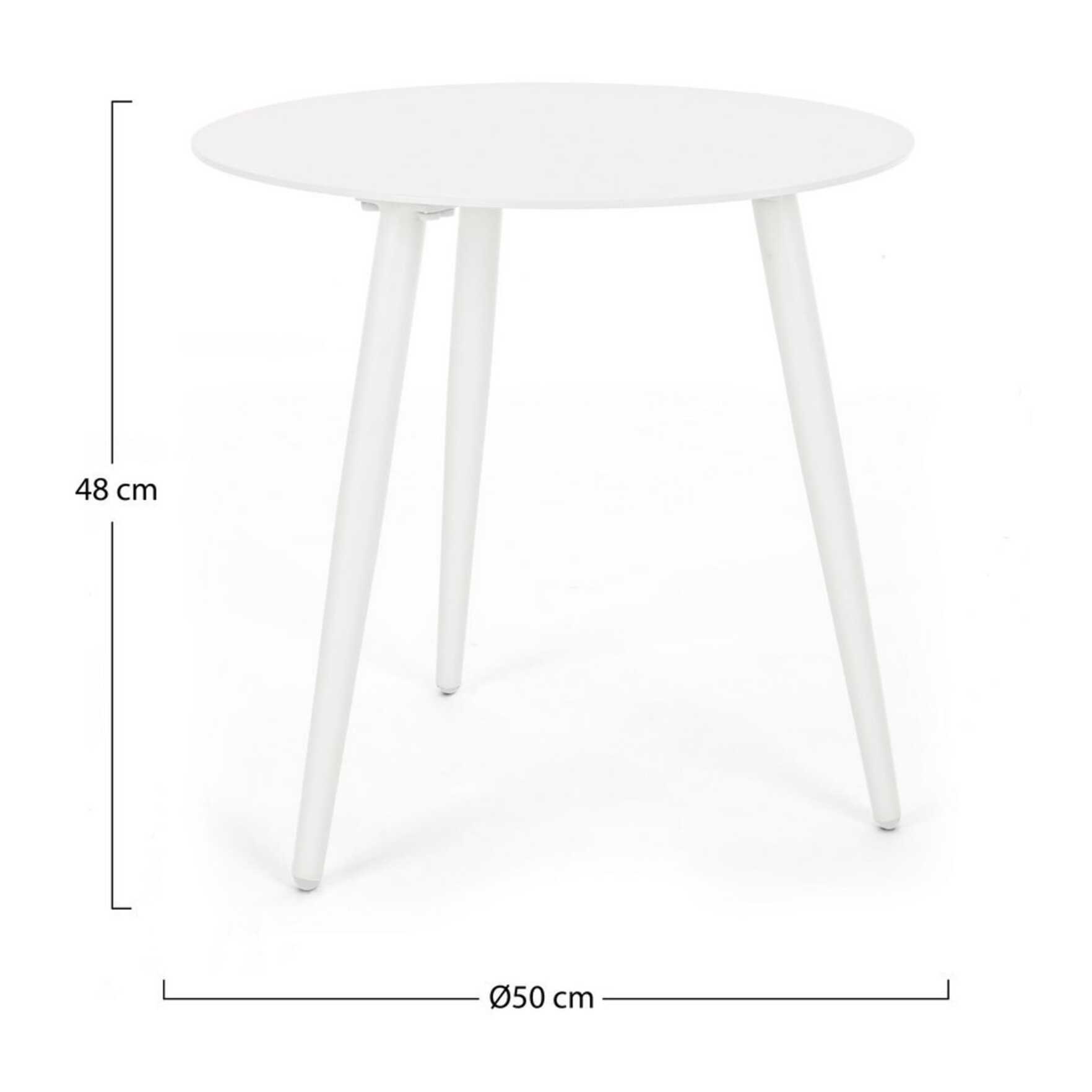 Tavolino rotondo da giardino FARO in alluminio bianco verniciato a polvere, Ø50 cm