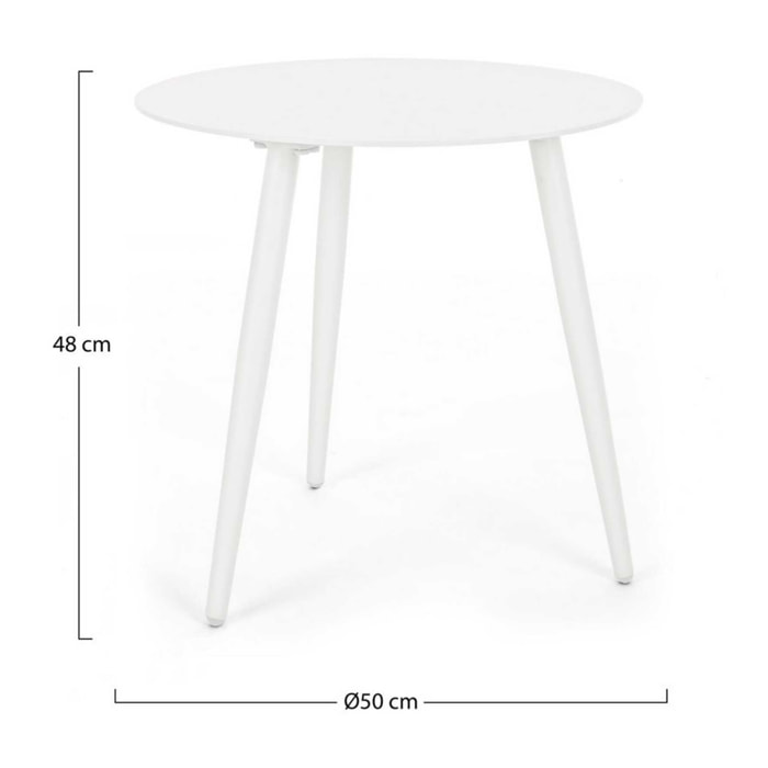 Tavolino rotondo da giardino FARO in alluminio bianco verniciato a polvere, Ø50 cm