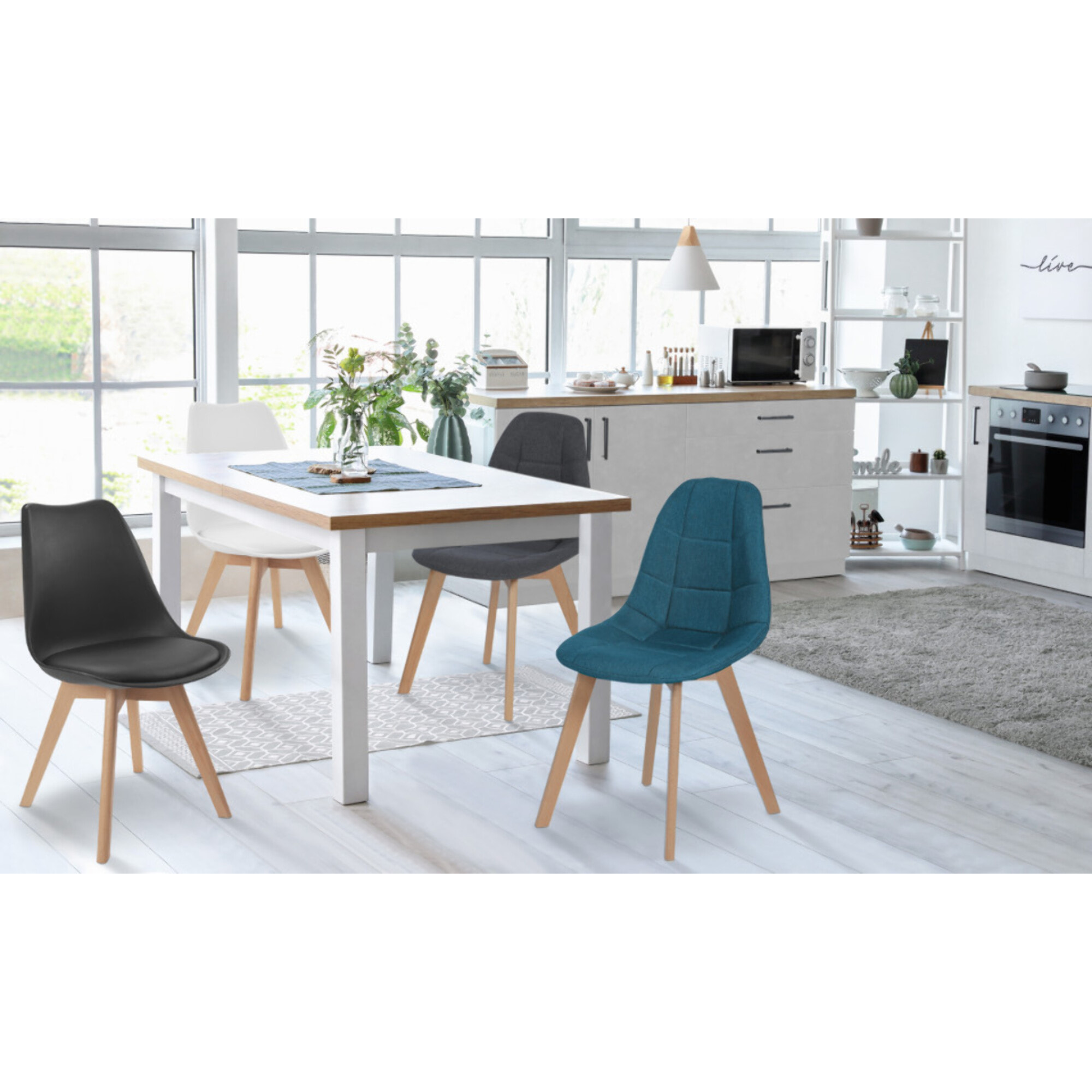 Chaises Suedia + Gabriella - Mix color - Gris, noir, bleu, blanc