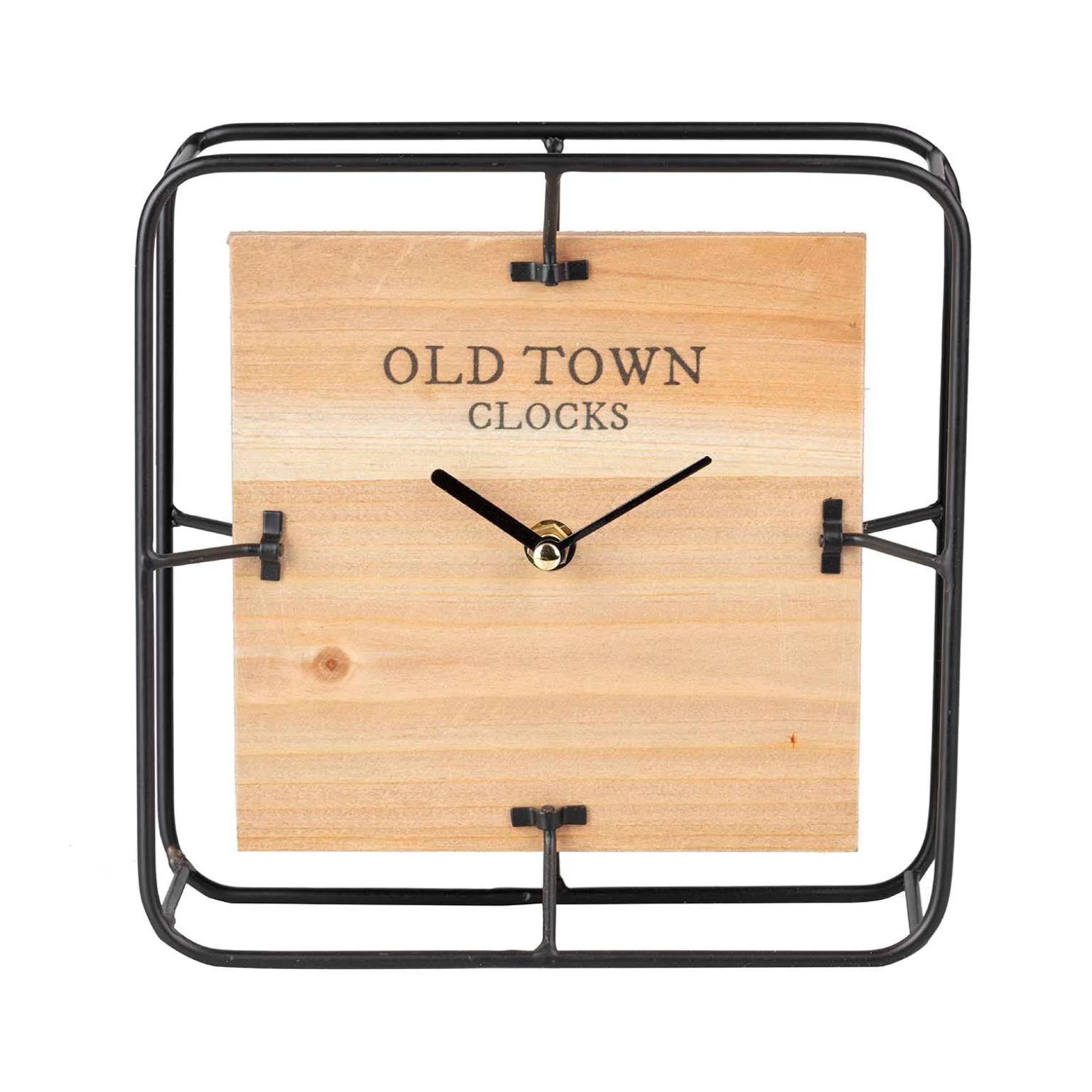 Reloj Sobremesa Metal Madera 21,5x6,5x21,5 Cm