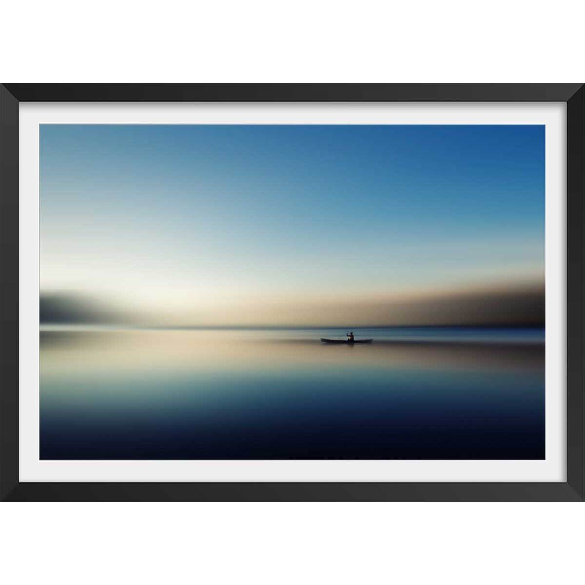 Poster glacis boat Affiche + cadre en bois - Noir