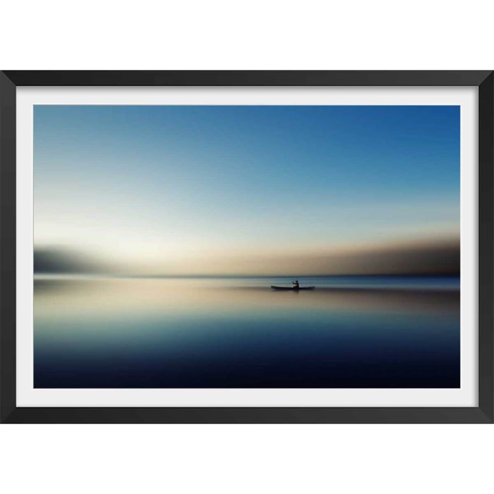 Poster glacis boat Affiche + cadre en bois - Noir