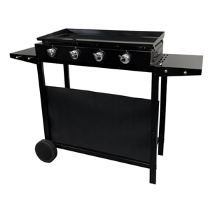Plancha au gaz MÉRIDA 4 brûleurs + chariot
