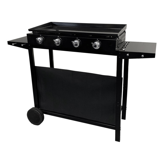 Plancha au gaz MÉRIDA 4 brûleurs + chariot