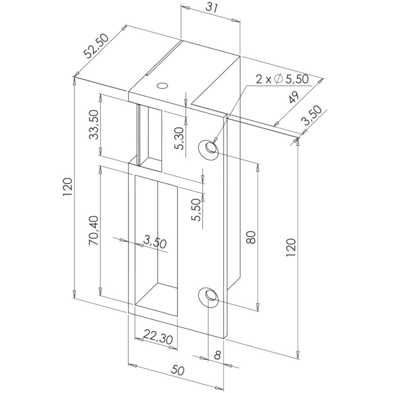 Gâche électrique 2120 version A 12V AC/DC EFF EFF en applique verticale droite - 2120A---090D-16