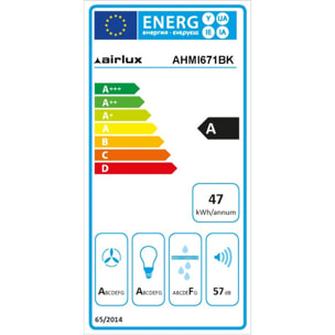 Hotte décorative murale inclinée AIRLUX AHMI671BK