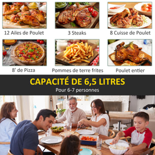 Friteuse à air 1700W 6,5L - air fryer multifonction 8 programmes - température réglable - timer 60 min. - gris noir