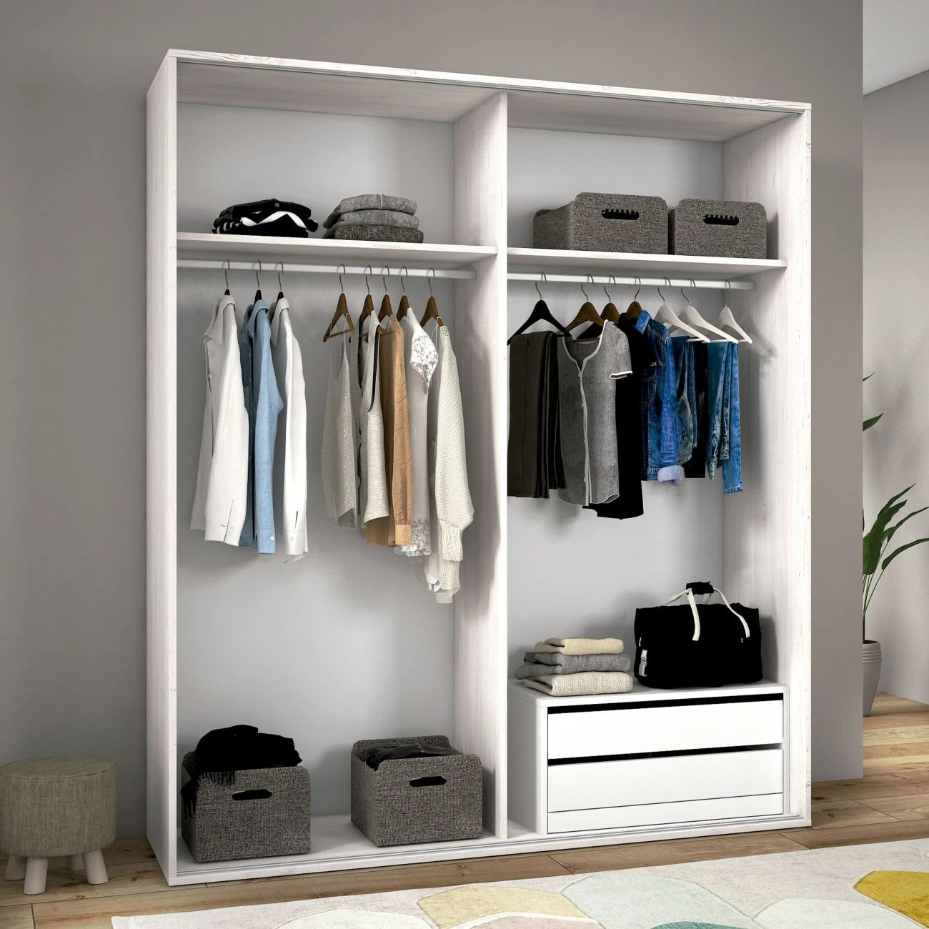 Cajonera auxiliar de 2 cajones en blanco 77x38 cm Uniq Blanco