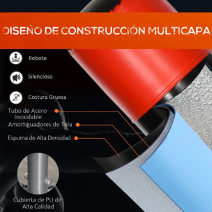 Saco de Boxeo de Pie PU EPE HDPE 60x180 cm Negro y Rojo