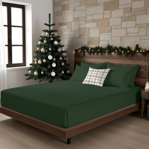Parure de lit 100% coton Vert Uni