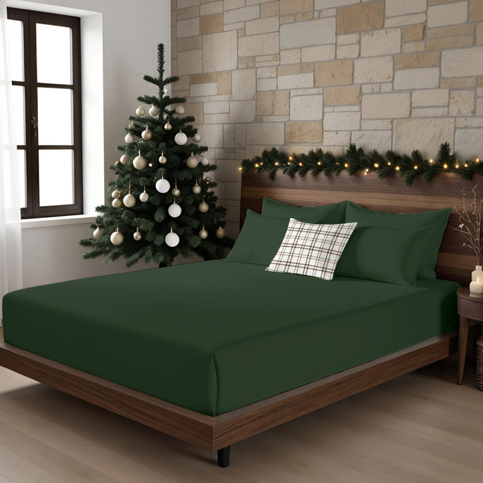 Parure de lit 100% coton Vert Uni