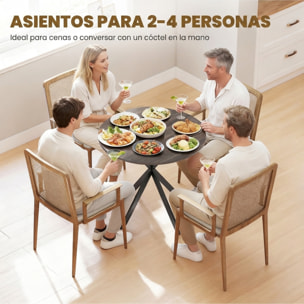 HOMCOM Mesa de Comedor Redonda, Mesa de Cocina Pequeña para 2 Personas, Estilo Industrial, Patas de Acero Cruzadas, para Comedor, Cocina, Salón, Ø80 cm, Marrón