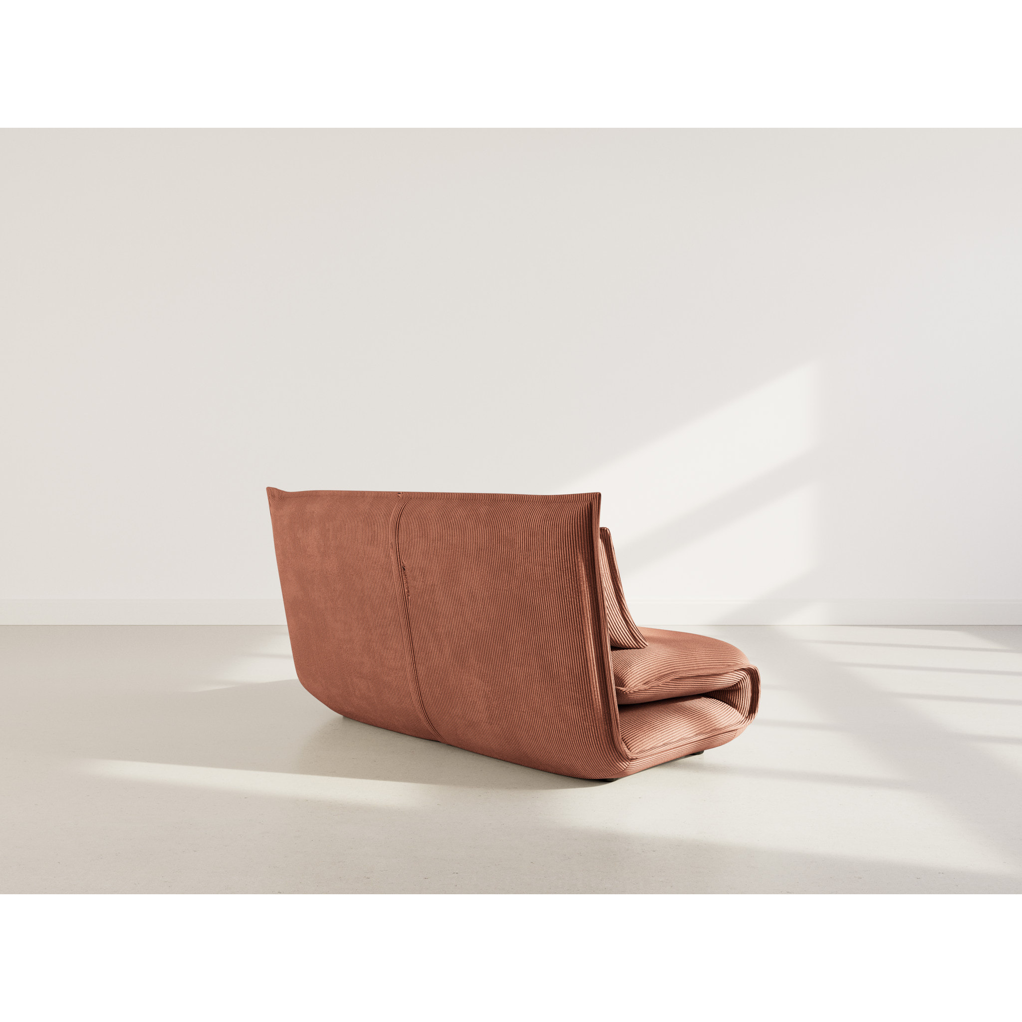 Candice - Banquette 2 places convertible clic-clac en velours côtelé - Terracotta