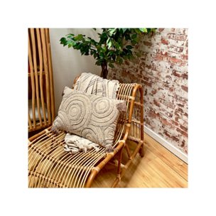 Fauteuil lounge de jardin en rotin naturel tressé - NINON