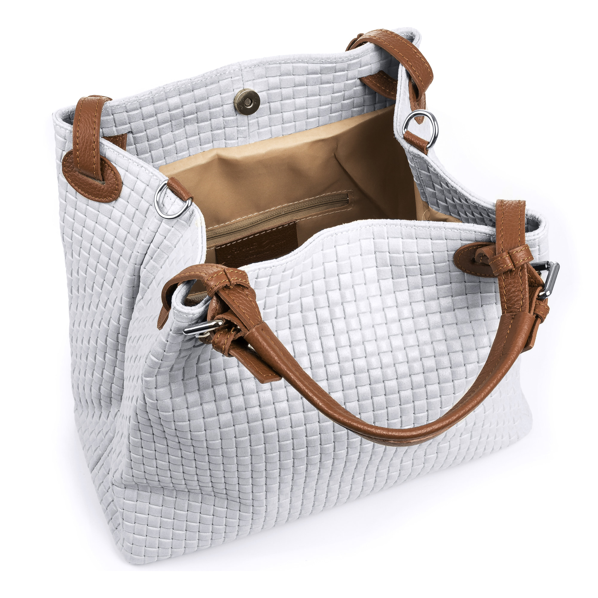 Emanuela Borsa tote Donna.Pelle autentica Velluto Incisione Geometrica