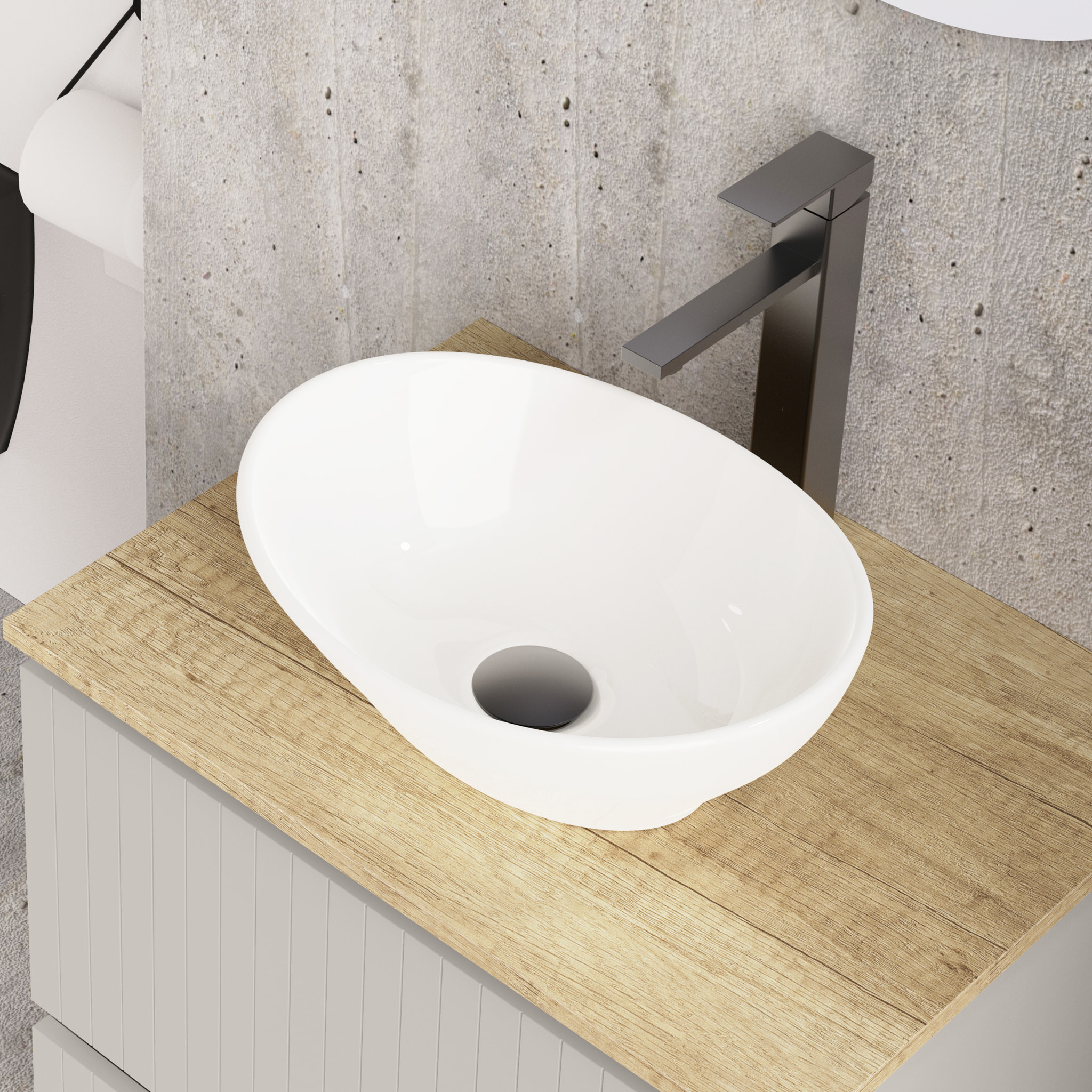 Ensemble de salle de bains Hali Alday, 60 cm, Cloud