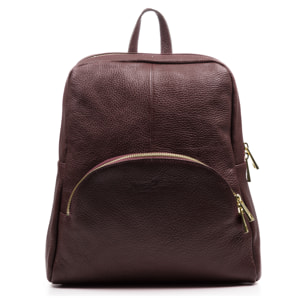 FIRENZE ARTEGIANI Monastier Borsa zaino da donna. Vera pelle Dollaro Made in Italy 28x8x32 Cm. Colore: Borgogna scuro