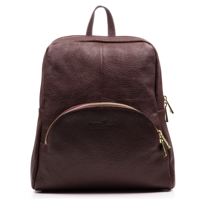 FIRENZE ARTEGIANI Monastier Borsa zaino da donna. Vera pelle Dollaro Made in Italy 28x8x32 Cm. Colore: Borgogna scuro