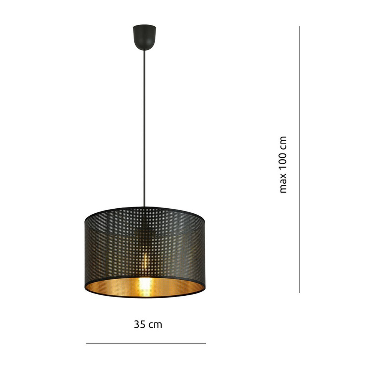 Lampada a sospensione ASTON in acciaio nero e oro