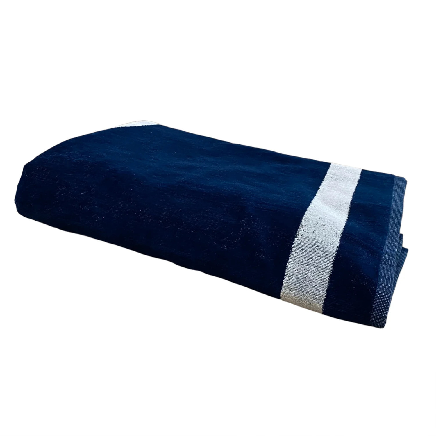 Serviette de plage XL éponge velours Jacquard Bleu 140x180 400g/m² - Madison