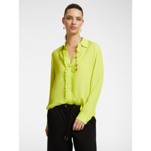 Elena Mirò - Camicia con bordo arricciato - Verde chiaro