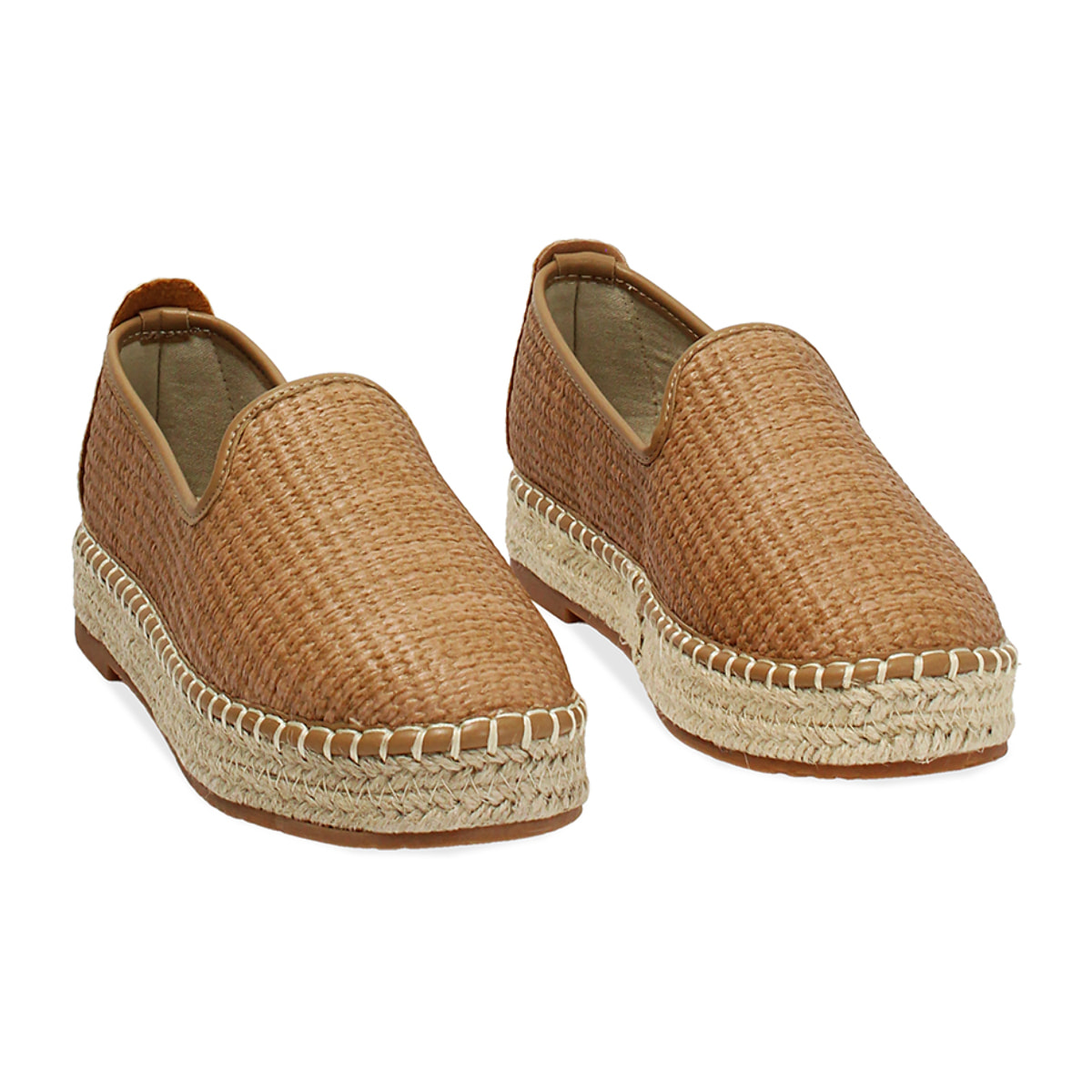 Espadrillas cognac con tacco 3 cm
