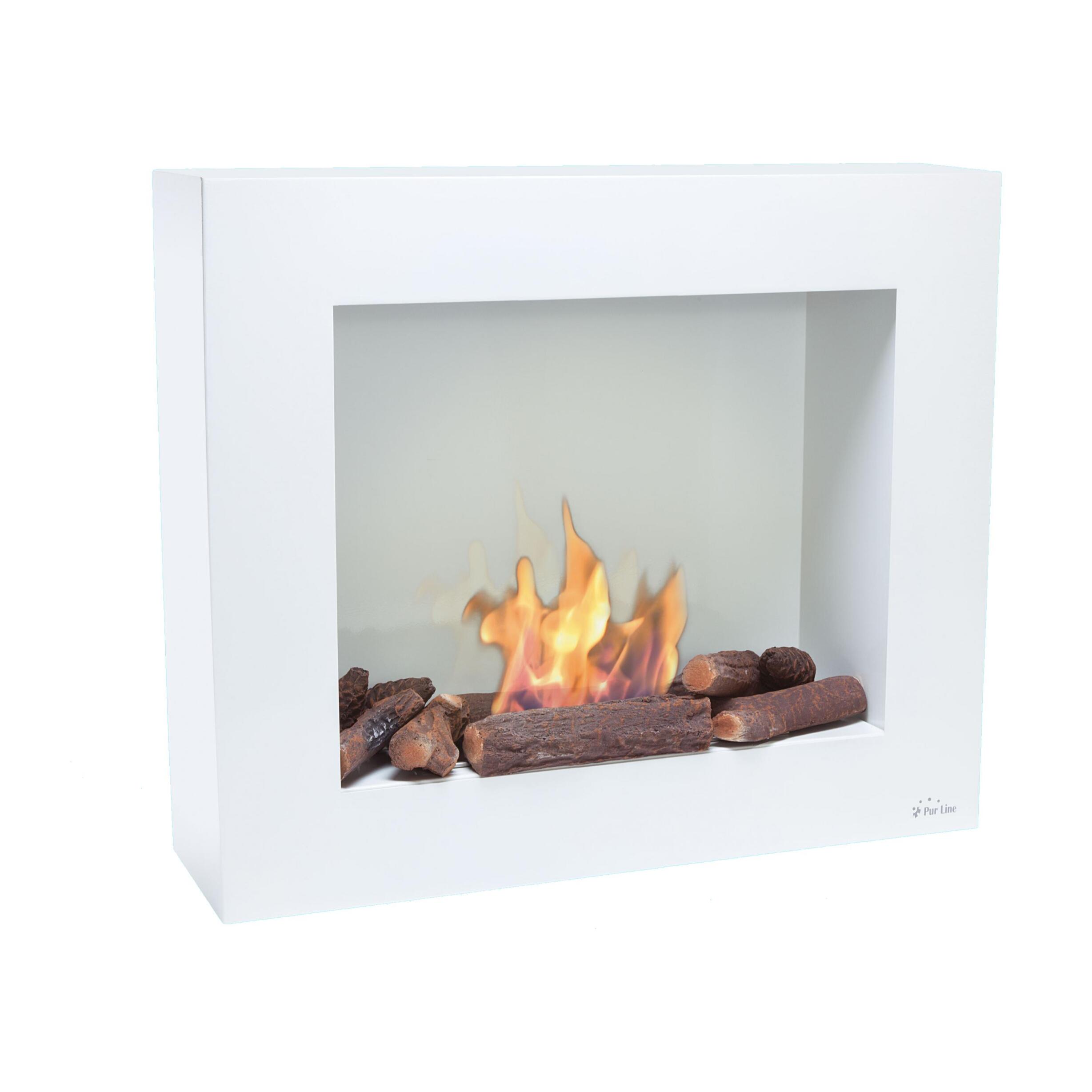 Chimenea de etanol en blanco con kit de leños BESTBIO PURLINE