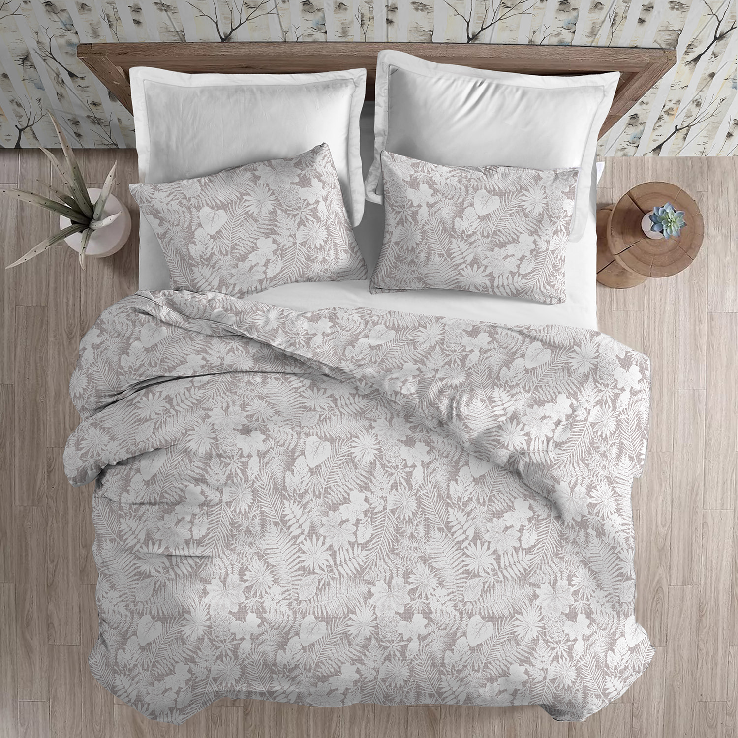 Parure copripiumino flanella clorofilla beige