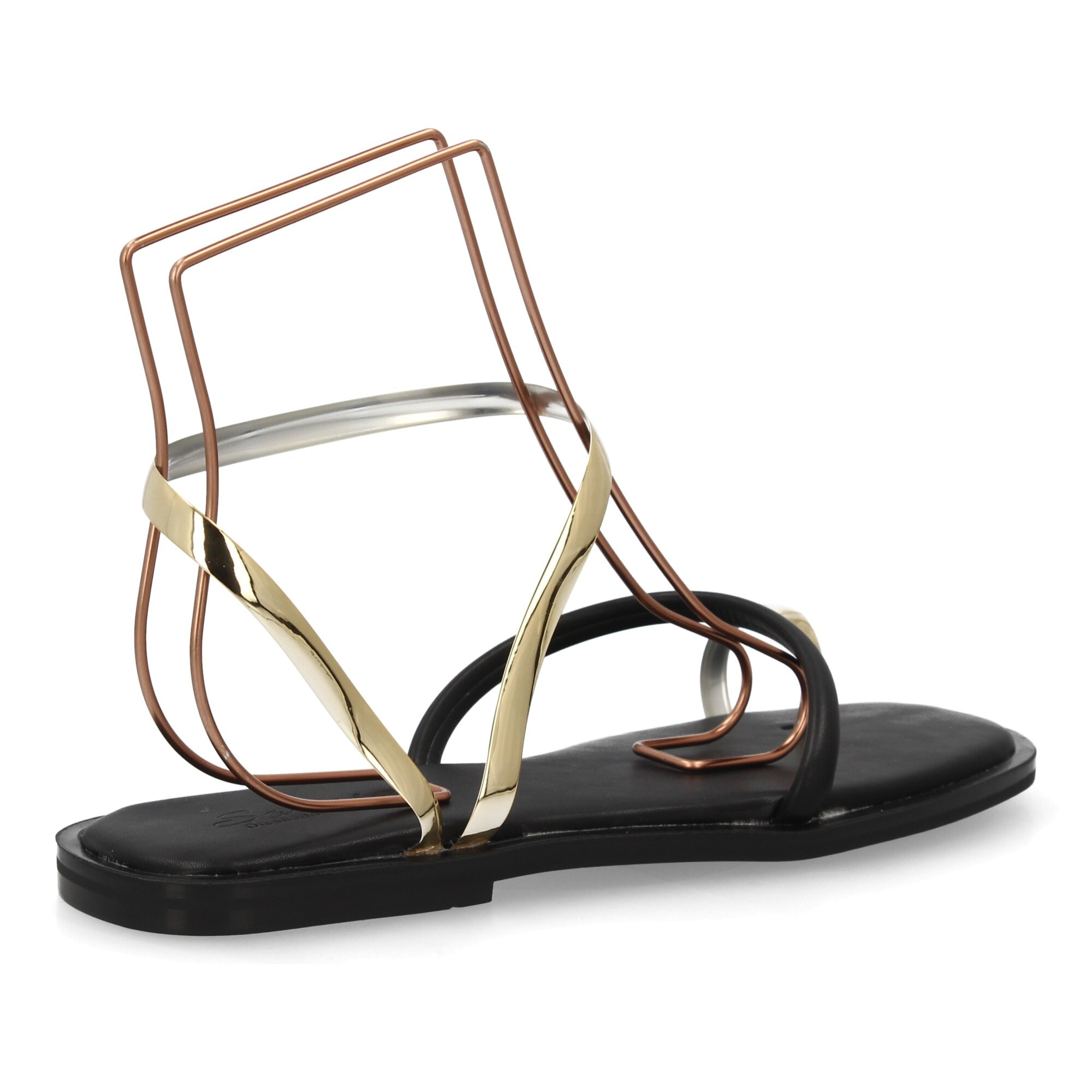 Sandalia plana moderna tiras metálicas