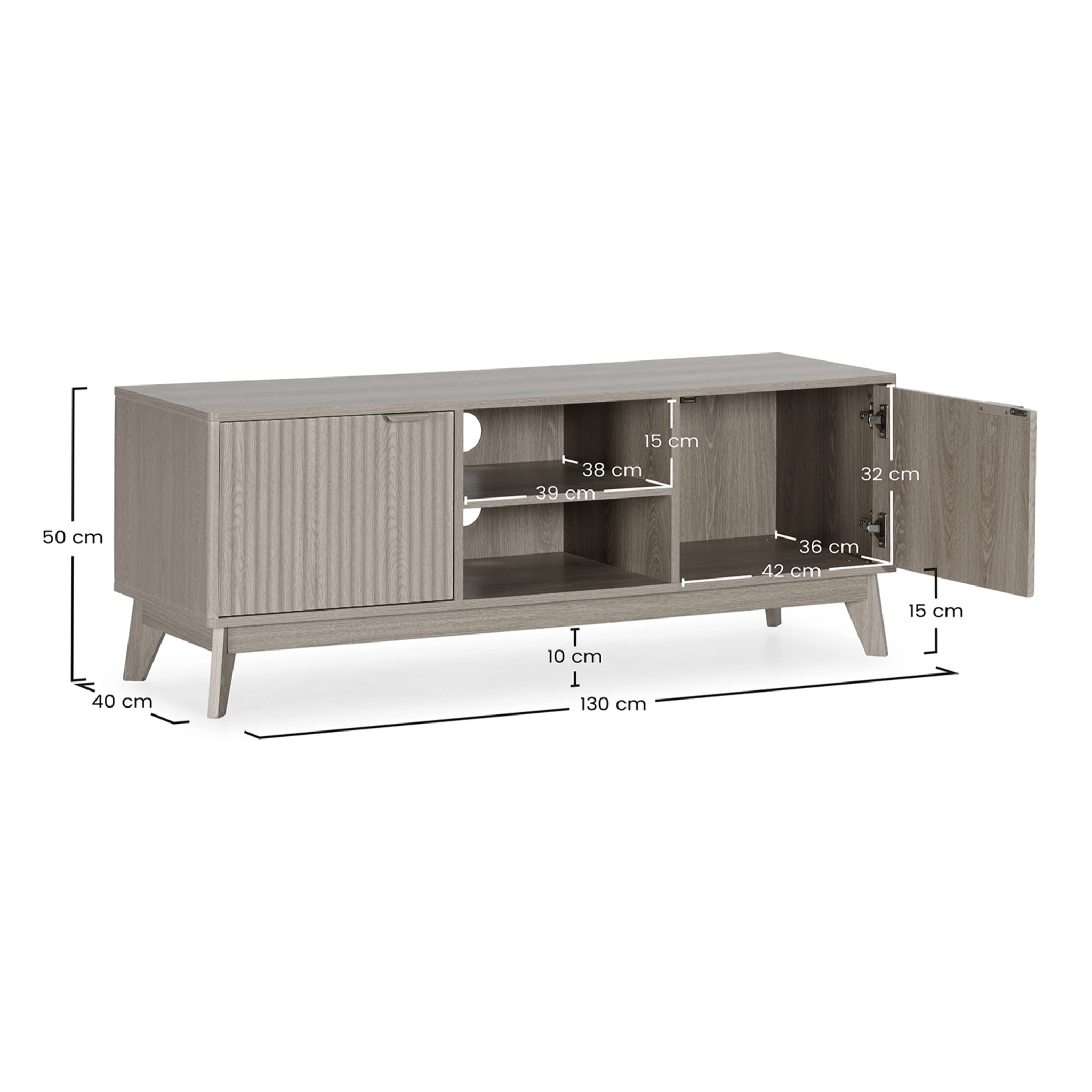 Mueble Tv Oporto 2 puertas 2 huecos efecto Roble