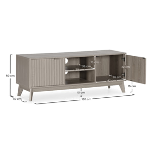 Mueble Tv Oporto 2 puertas 2 huecos efecto Roble