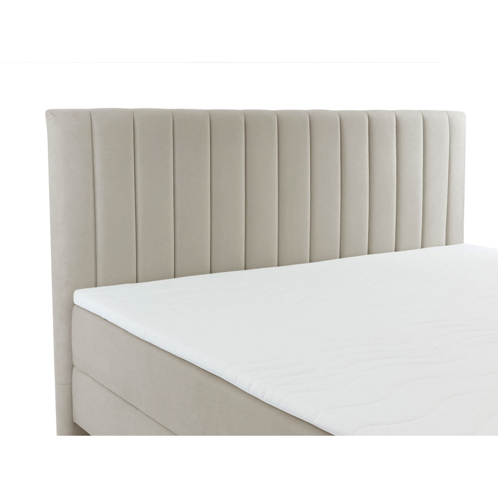 Maria - lit boxspring - 160x200 - en velours - coffres et surmatelas inclus - Beige