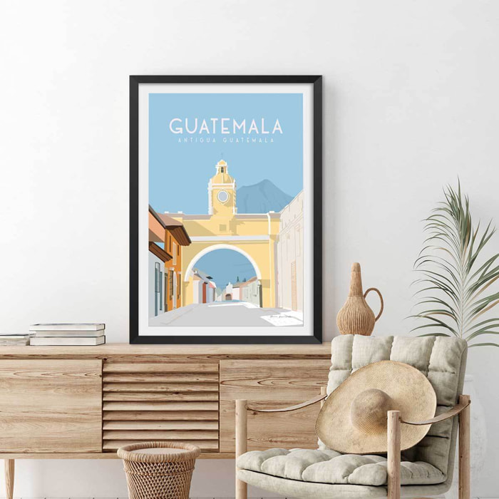 Affiche voyage Antigua Guatemala Affiche sous cadre noir