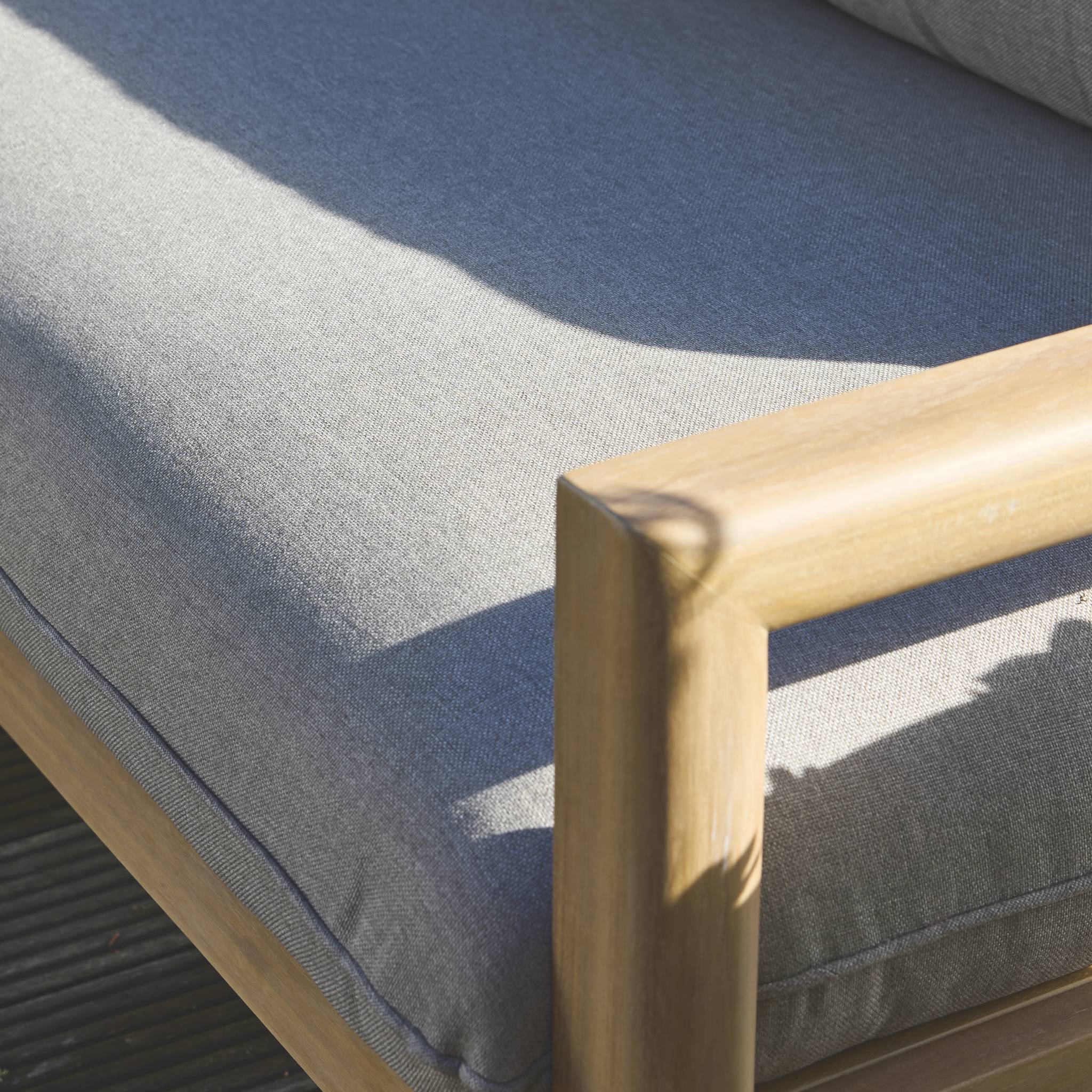 Salon de jardin d'angle en acacia 5 places beige BURGOS. table carrée