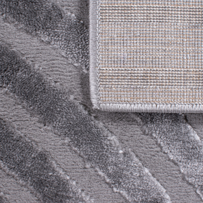 BIANCA - Tapis arc-en-ciel gris avec longs poils en relief