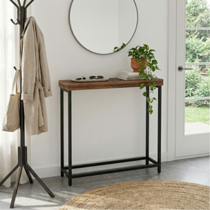 Nikki - Consolle ingresso soggiorno rettangolare 75x75x24 cm stile industrial in metallo e MDF marrone