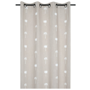 Rideau motifs palmier brodés - Beige