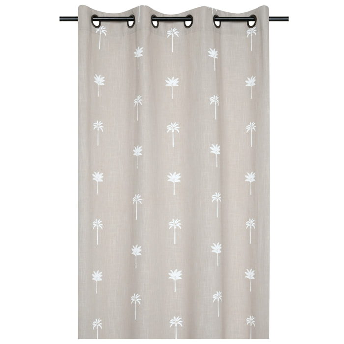 Rideau motifs palmier brodés - Beige