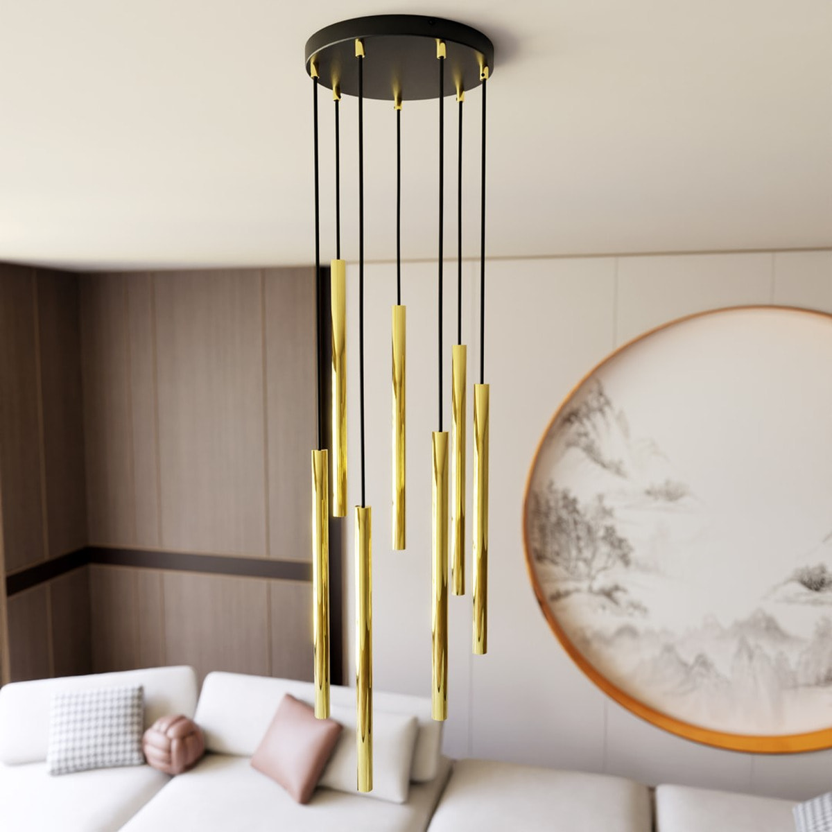 Lampada a sospensione Selter oro e nero