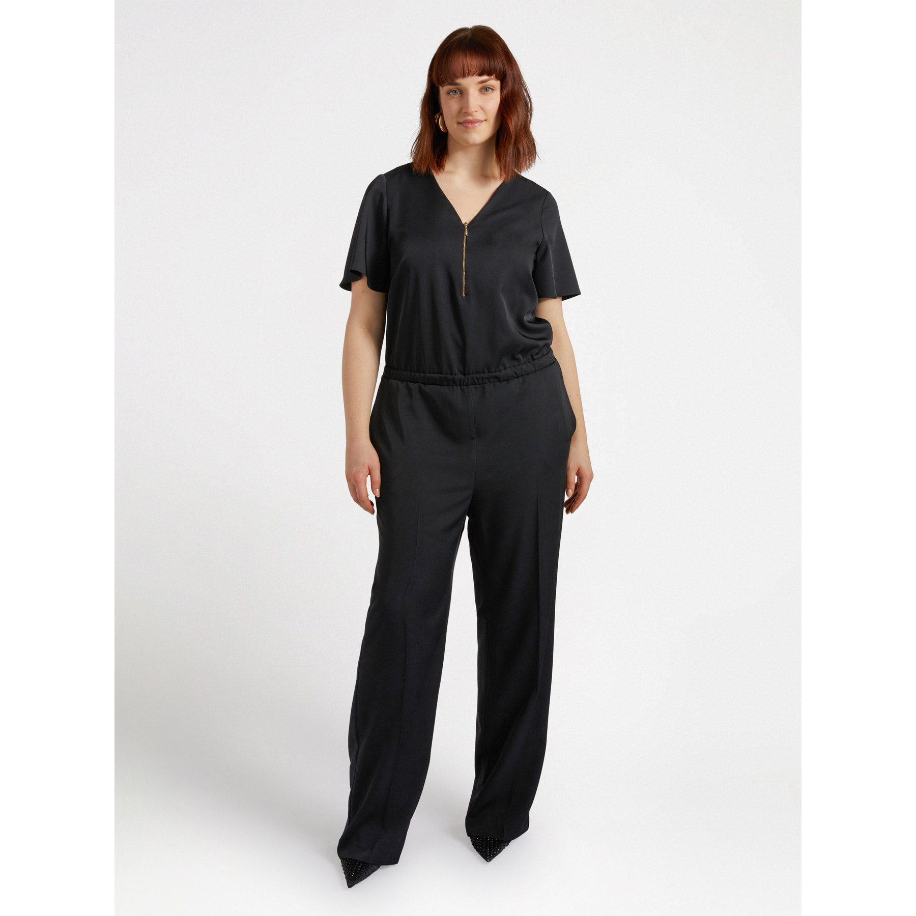 Fiorella Rubino - Tuta jumpsuit con zip davanti - Nero