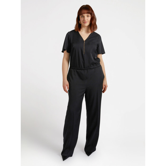 Fiorella Rubino - Tuta jumpsuit con zip davanti - Nero