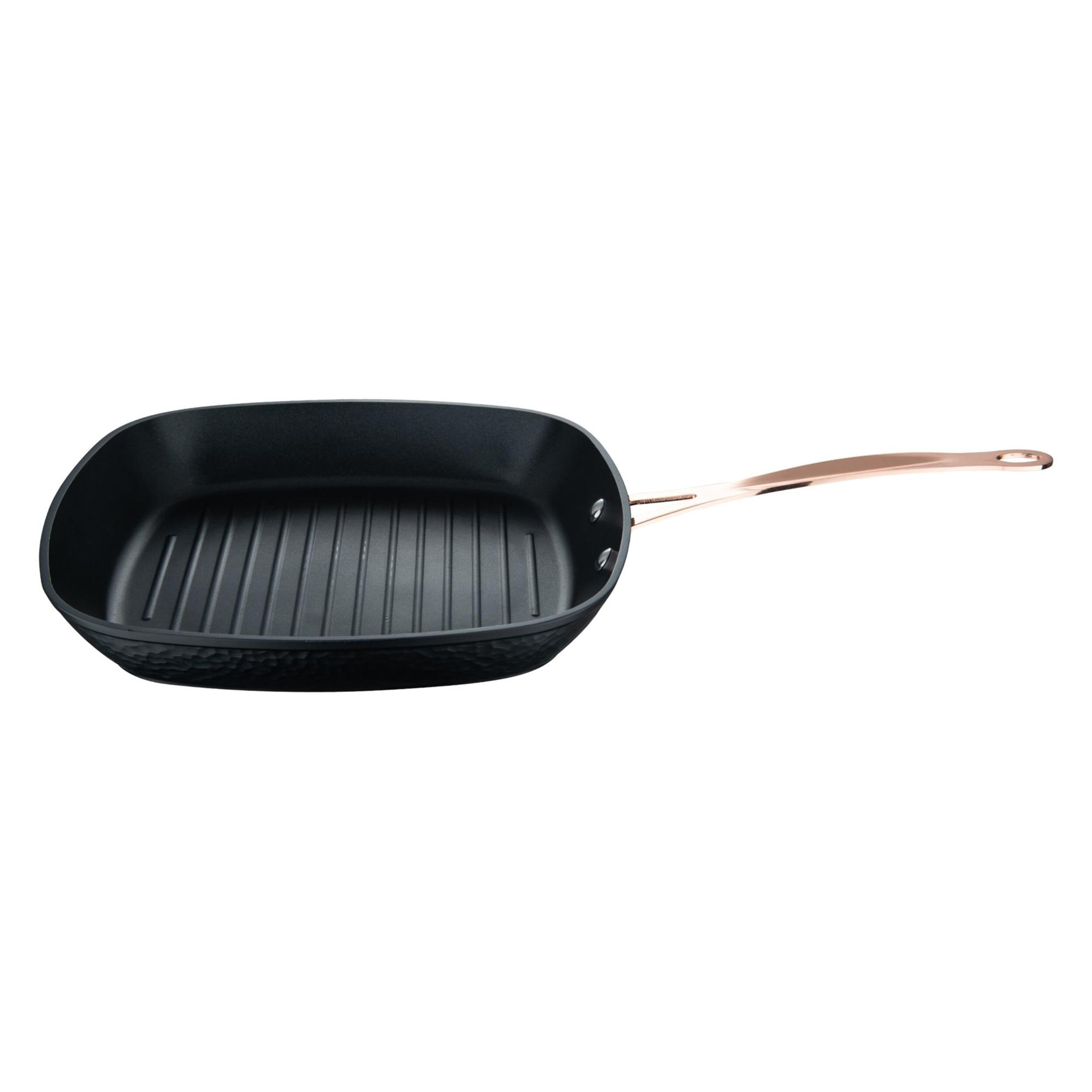 sartén grill 28x28cm en aluminio forjado antiadherente en color negro mate